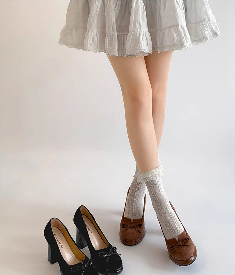 Butterfly-knot Women Mary Jane Shoes Fashion Shallow Slip on Pumps Concise Dress Thick Heel Ladies Footwear