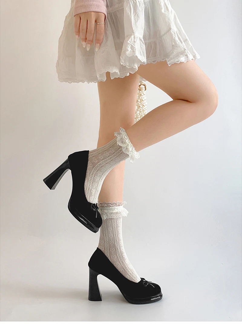 Butterfly-knot Women Mary Jane Shoes Fashion Shallow Slip on Pumps Concise Dress Thick Heel Ladies Footwear