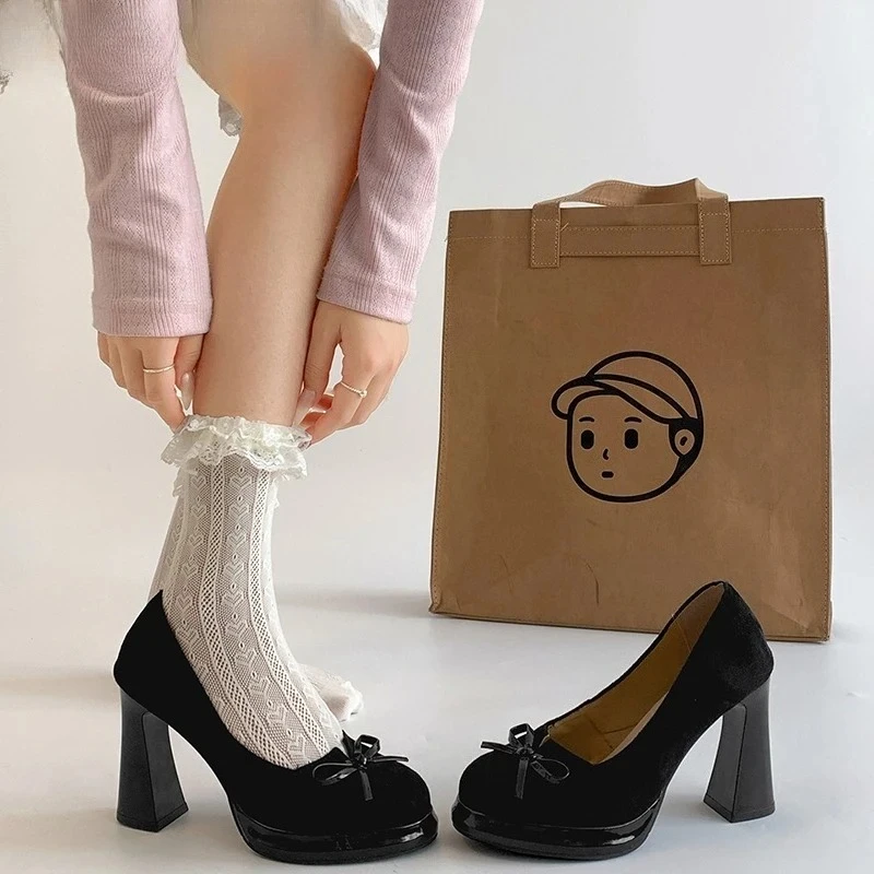 Butterfly-knot Women Mary Jane Shoes Fashion Shallow Slip on Pumps Concise Dress Thick Heel Ladies Footwear Butterfly-knot Women Mary Jane Shoes Fashion Shallow Slip on Pumps Concise Dress Thick Heel Ladies Footwear