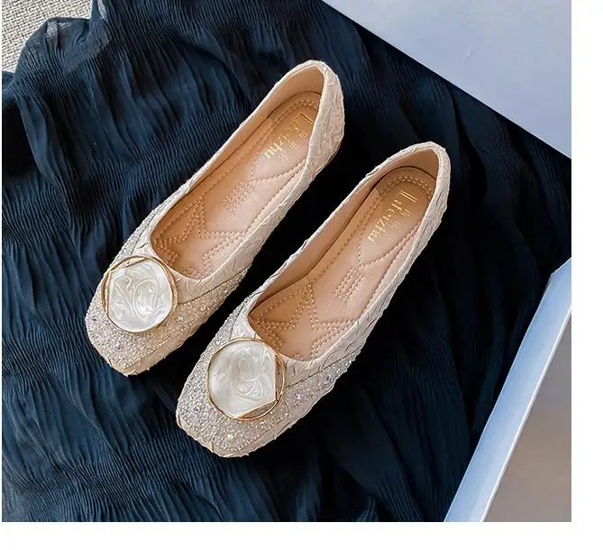 Plus Big Size Flat Shoes Square Toe Lock Flats Female Casual Women Shoes Soft Sole Glitter Woman Flats New Large Size Flats 2023 Plus Big Size Flat Shoes Square Toe Lock Flats Female Casual Women Shoes Soft Sole Glitter Woman Flats New Large Size Flats 2023