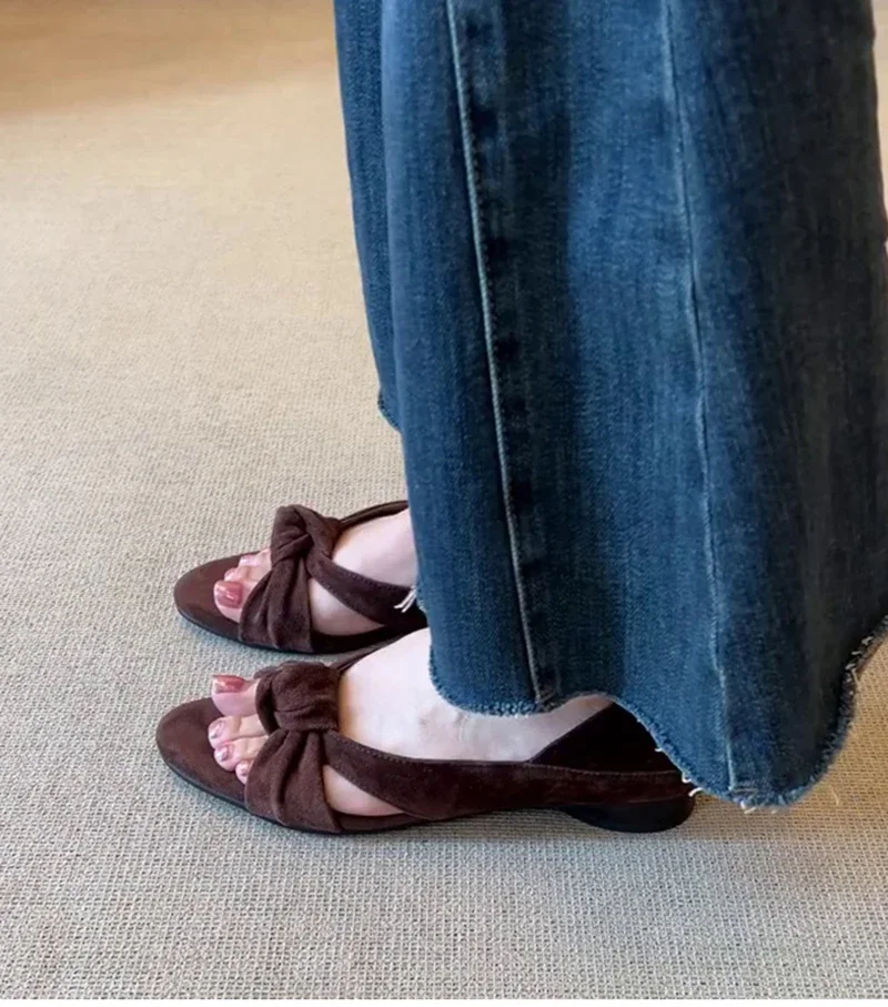 Summer Vintage Open Toe Women Sandals Elegant Low Heel Shoes Ladies Outdoor Gladiator Flats Sandalias