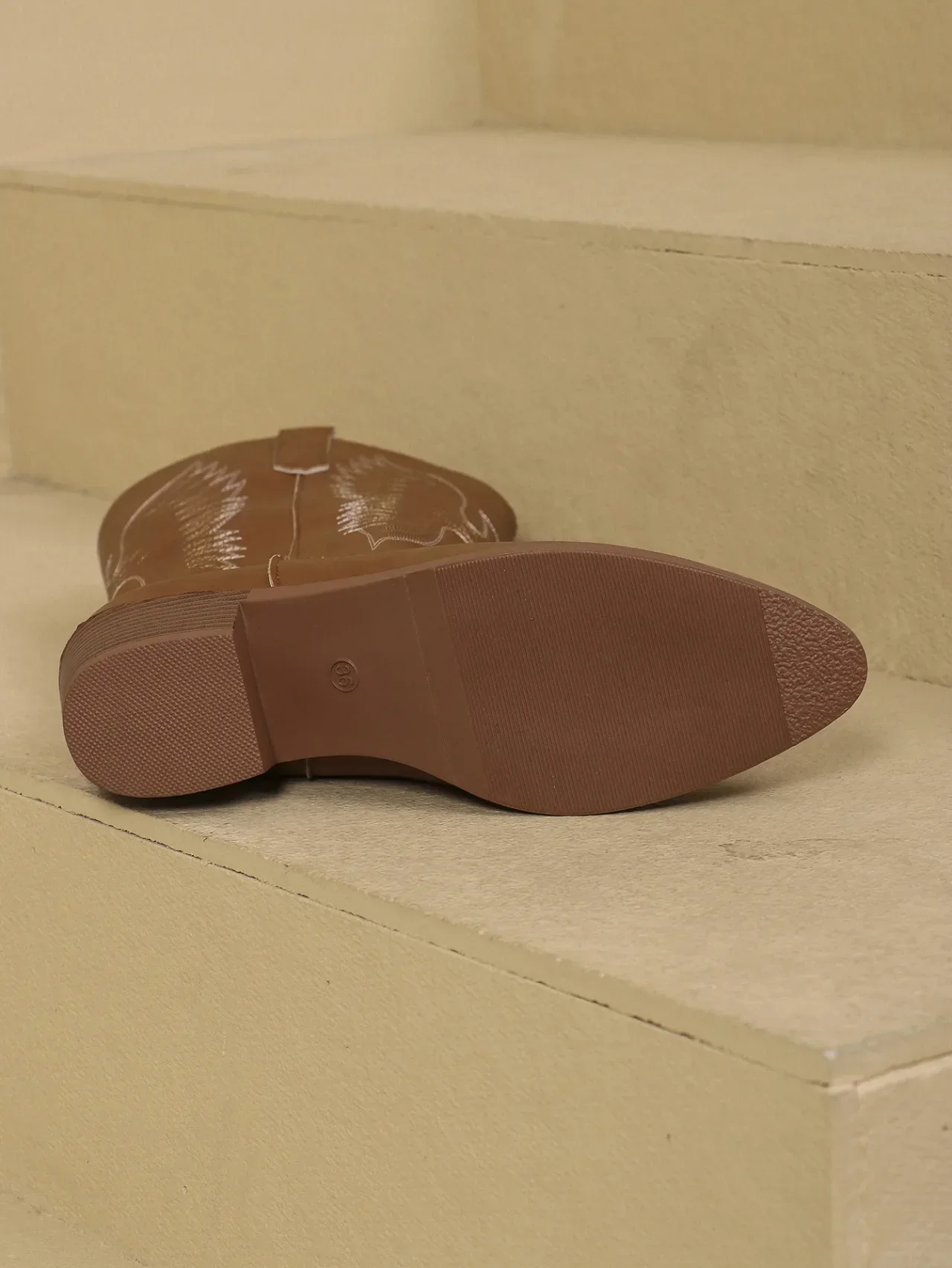 Plus Size Long Tube Boots Women's New Style High Heel Pointed Toe Denim Riding Boots Solid Color Western Style Bottes Rubber Mat