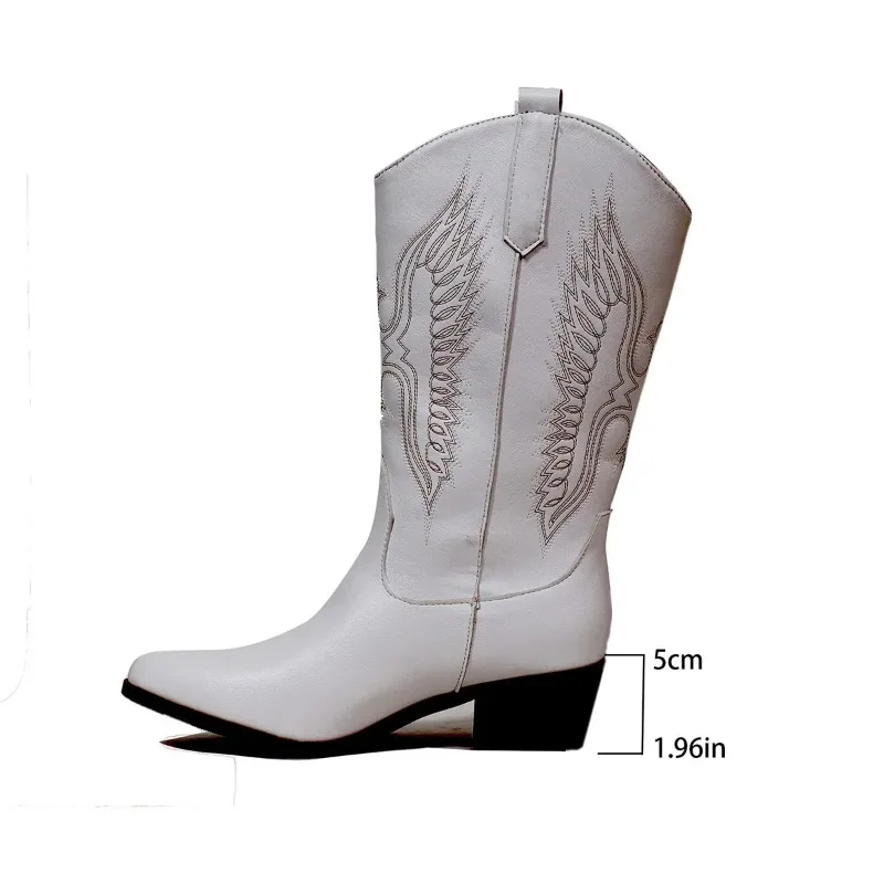 Plus Size Long Tube Boots Women's New Style High Heel Pointed Toe Denim Riding Boots Solid Color Western Style Bottes Rubber Mat