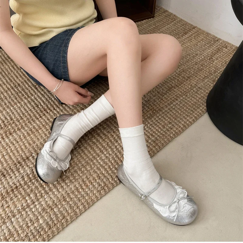 Autumn Butterfly-knot Women Ballet Flats Shoes Ladies Casual Soft Sole Eelgant Dress Flats Mary Jane Shoes