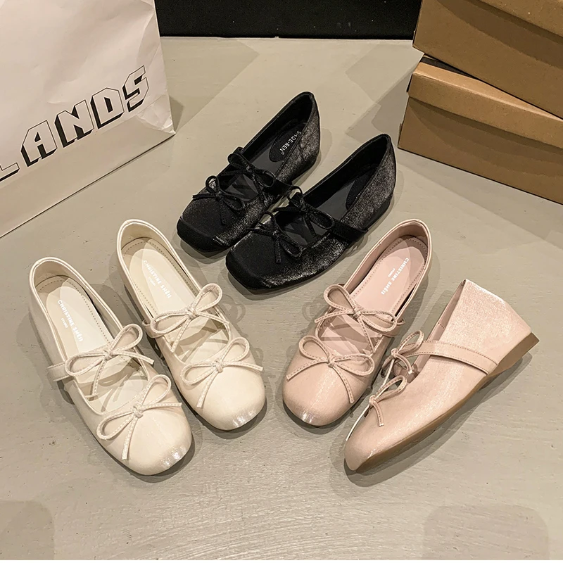 New Butterfly-knot Women Mary Jane Shoes Fashion Slip on Internal Elevation Shoes Ladies Outdoor Dress Shoes