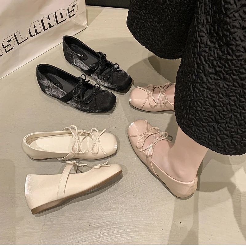 New Butterfly-knot Women Mary Jane Shoes Fashion Slip on Internal Elevation Shoes Ladies Outdoor Dress Shoes