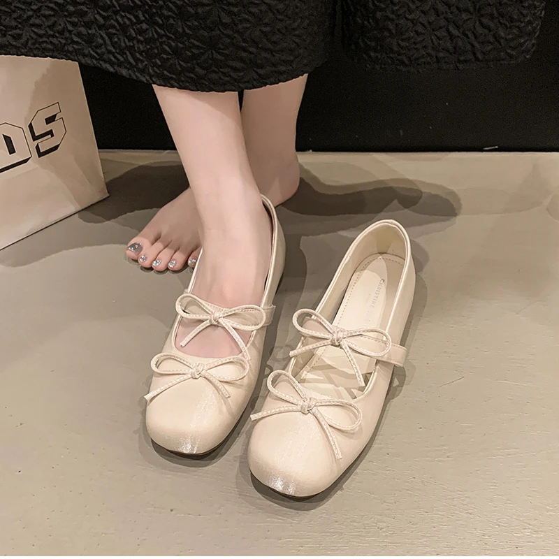 New Butterfly-knot Women Mary Jane Shoes Fashion Slip on Internal Elevation Shoes Ladies Outdoor Dress Shoes