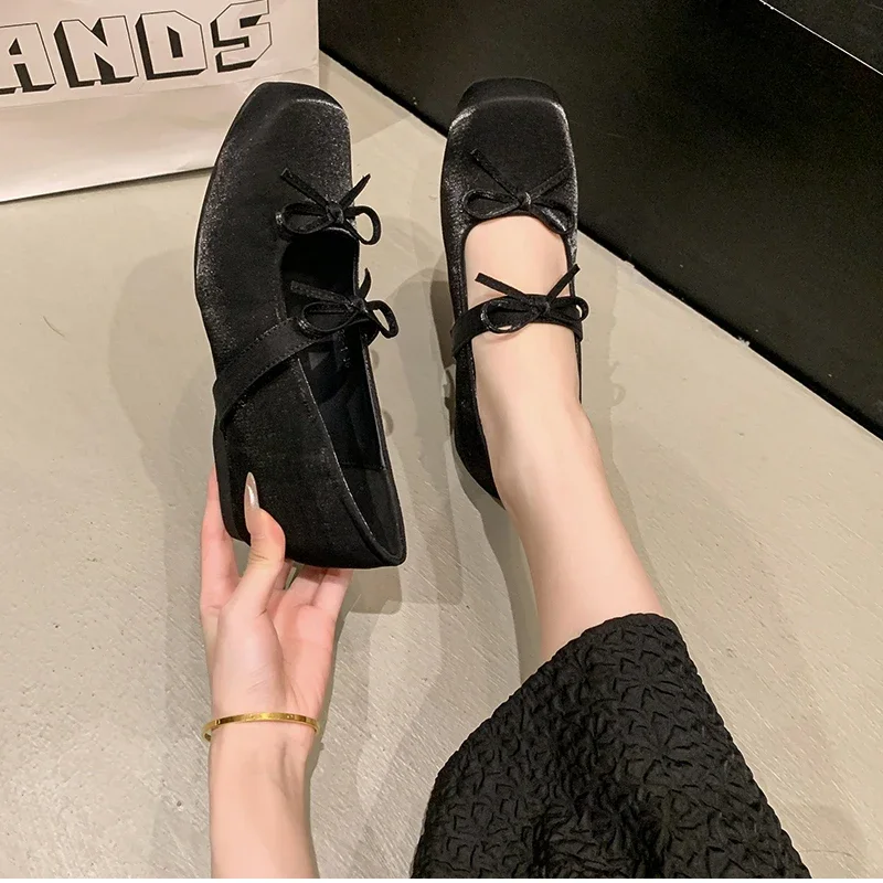 New Butterfly-knot Women Mary Jane Shoes Fashion Slip on Internal Elevation Shoes Ladies Outdoor Dress Shoes