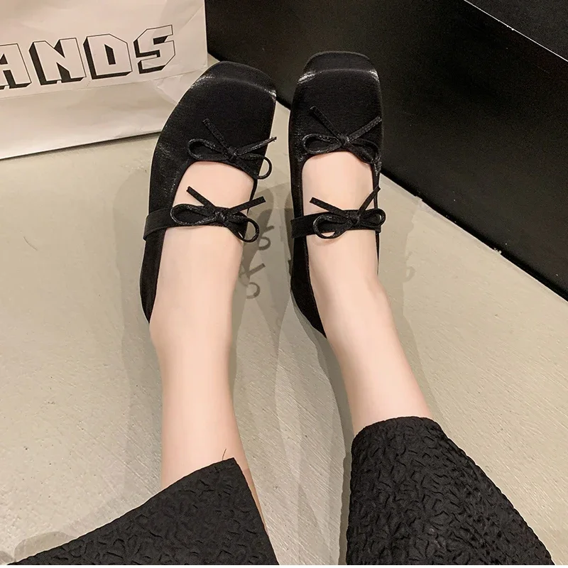 New Butterfly-knot Women Mary Jane Shoes Fashion Slip on Internal Elevation Shoes Ladies Outdoor Dress Shoes