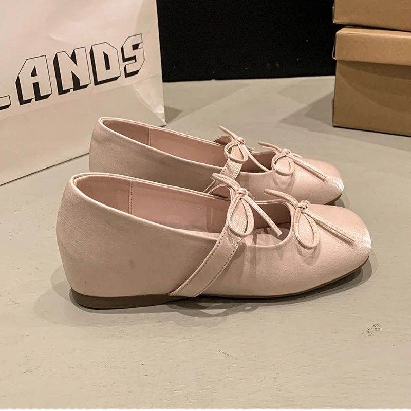 New Butterfly-knot Women Mary Jane Shoes Fashion Slip on Internal Elevation Shoes Ladies Outdoor Dress Shoes