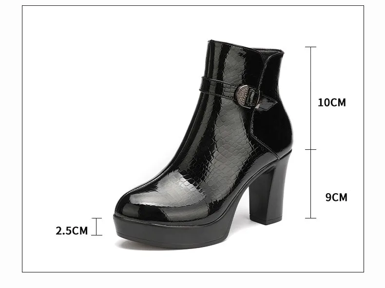 9cm Size 32-43 Fall Winter Genuine Leather Boots Women's Platform Shoes Block High Heels Short Ankle Boots for Office 9cm Size 32-43 Fall Winter Genuine Leather Boots Women's Platform Shoes Block High Heels Short Ankle Boots for Office