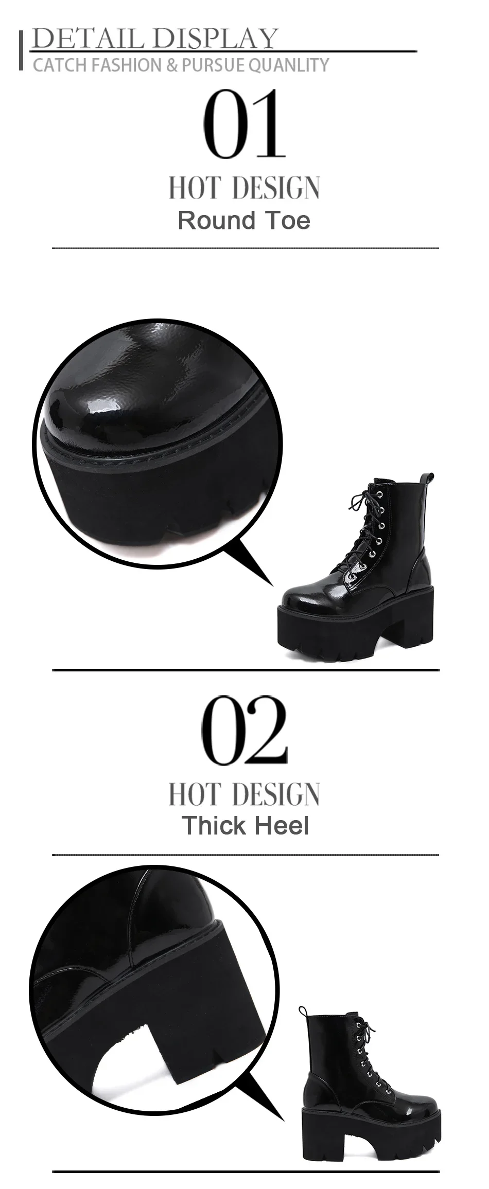 Women's Side Zipper Platform Boots Comfy Round Toe Lace Up Shoes Fashion Solid Color Comabt Boots Chunky Heels Women's Side Zipper Platform Boots Comfy Round Toe Lace Up Shoes Fashion Solid Color Comabt Boots Chunky Heels