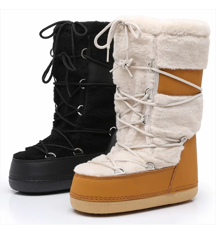Women's Winter Boots 2025 New Thickened Space Boots Women Fur Splicing High Tube Woman Snow Boots Ldaies Winter Shoes Non-slip Women's Winter Boots 2025 New Thickened Space Boots Women Fur Splicing High Tube Woman Snow Boots Ldaies Winter Shoes Non-slip
