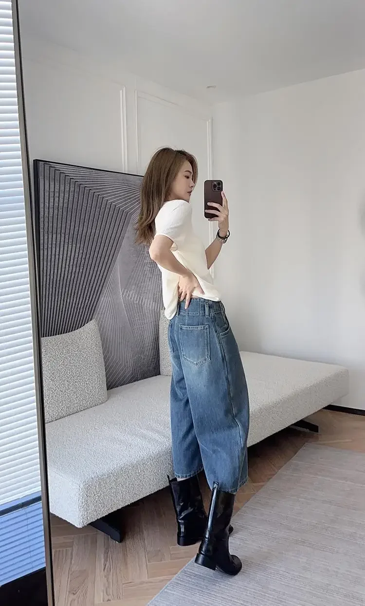 Black Western Punk Mid Calf Shoes For Woman Women's Boots Half High Round Toe Quality On Offer Comfortable Goth Footwear Black Western Punk Mid Calf Shoes For Woman Women's Boots Half High Round Toe Quality On Offer Comfortable Goth Footwear