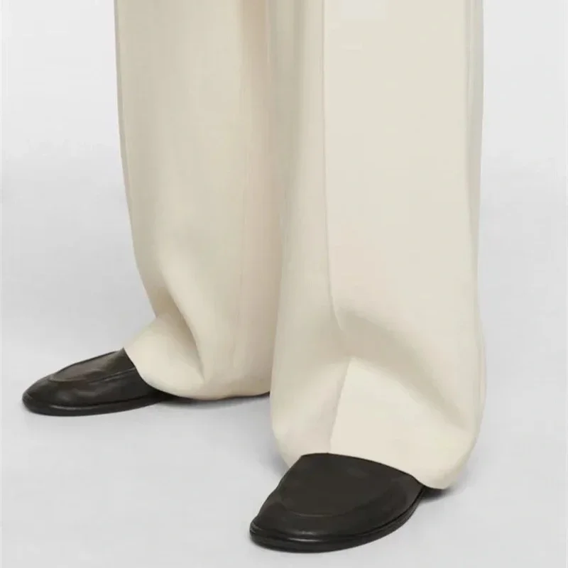 Loafers Women's Shoes 2025 New Spring Round Toe Slip-on Small Leather Shoes Casual Soft Leather Flat Mules