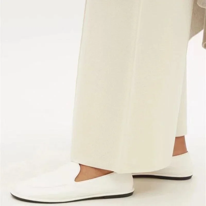 Loafers Women's Shoes 2025 New Spring Round Toe Slip-on Small Leather Shoes Casual Soft Leather Flat Mules