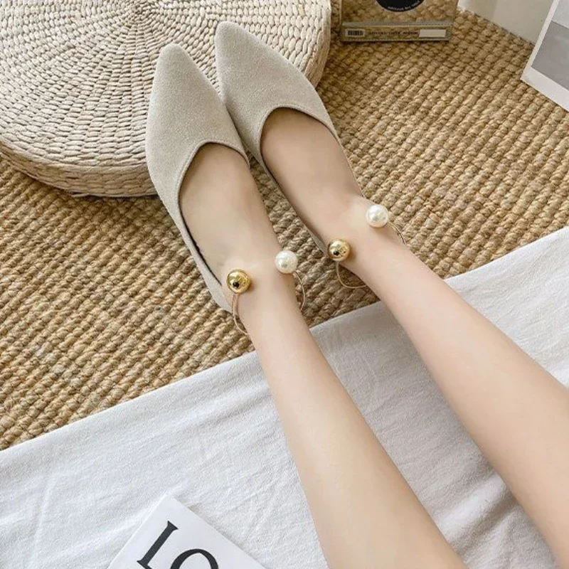 Woman Flats Solid Color Large Size Pointed Toe Elegant Party On Promotion 2025 Summer Spring Stylish Shoe Y2k 39 Shoes for Women
