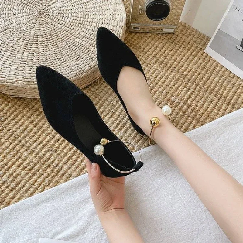 Woman Flats Solid Color Large Size Pointed Toe Elegant Party On Promotion 2025 Summer Spring Stylish Shoe Y2k 39 Shoes for Women