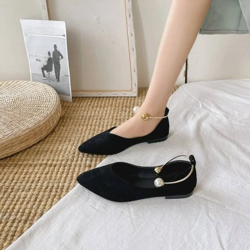 Woman Flats Solid Color Large Size Pointed Toe Elegant Party On Promotion 2025 Summer Spring Stylish Shoe Y2k 39 Shoes for Women