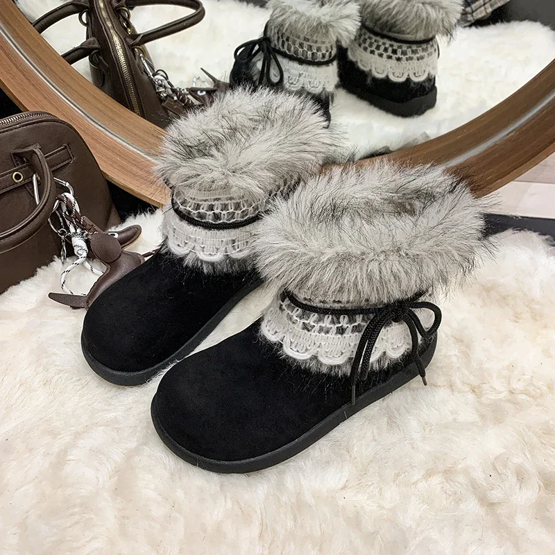 Winter Chunky Thick Sole Keep Warm Women Snow Boots Outdoor Concise Soft Sole Cotton Short Booties Shoes Zapatos Mujer