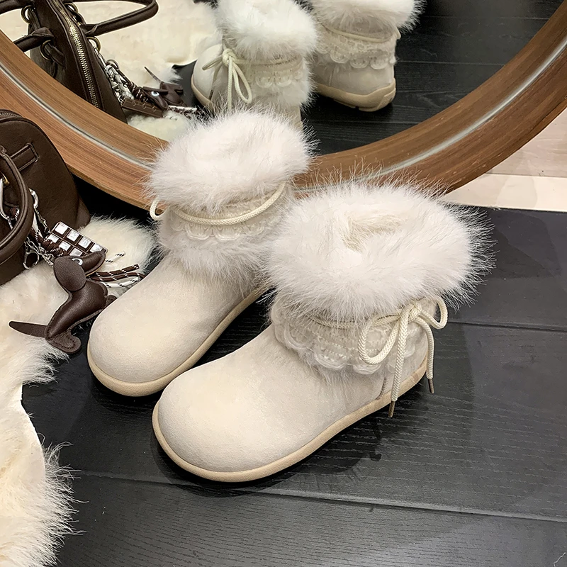 Winter Chunky Thick Sole Keep Warm Women Snow Boots Outdoor Concise Soft Sole Cotton Short Booties Shoes Zapatos Mujer