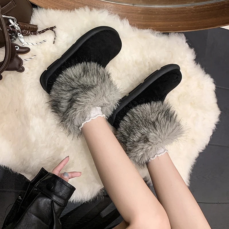 Winter Chunky Thick Sole Keep Warm Women Snow Boots Outdoor Concise Soft Sole Cotton Short Booties Shoes Zapatos Mujer