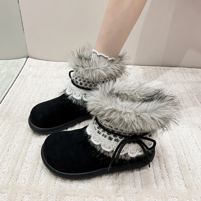 Winter Chunky Thick Sole Keep Warm Women Snow Boots Outdoor Concise Soft Sole Cotton Short Booties Shoes Zapatos Mujer
