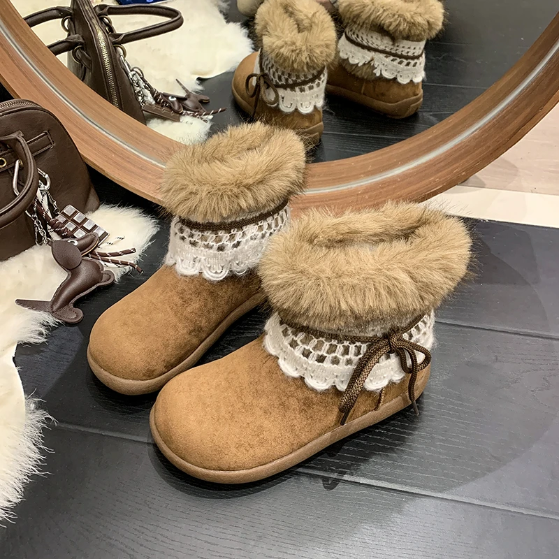 Winter Chunky Thick Sole Keep Warm Women Snow Boots Outdoor Concise Soft Sole Cotton Short Booties Shoes Zapatos Mujer