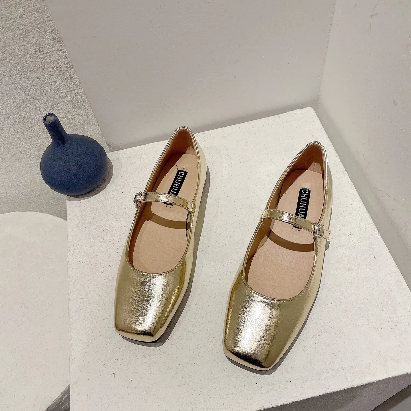 Square Toe Mary Jane Shoes Plus Size Women's Shoes 33-44 Summer Asaguchi Single Shoe Women's Commuter Ballet Flats