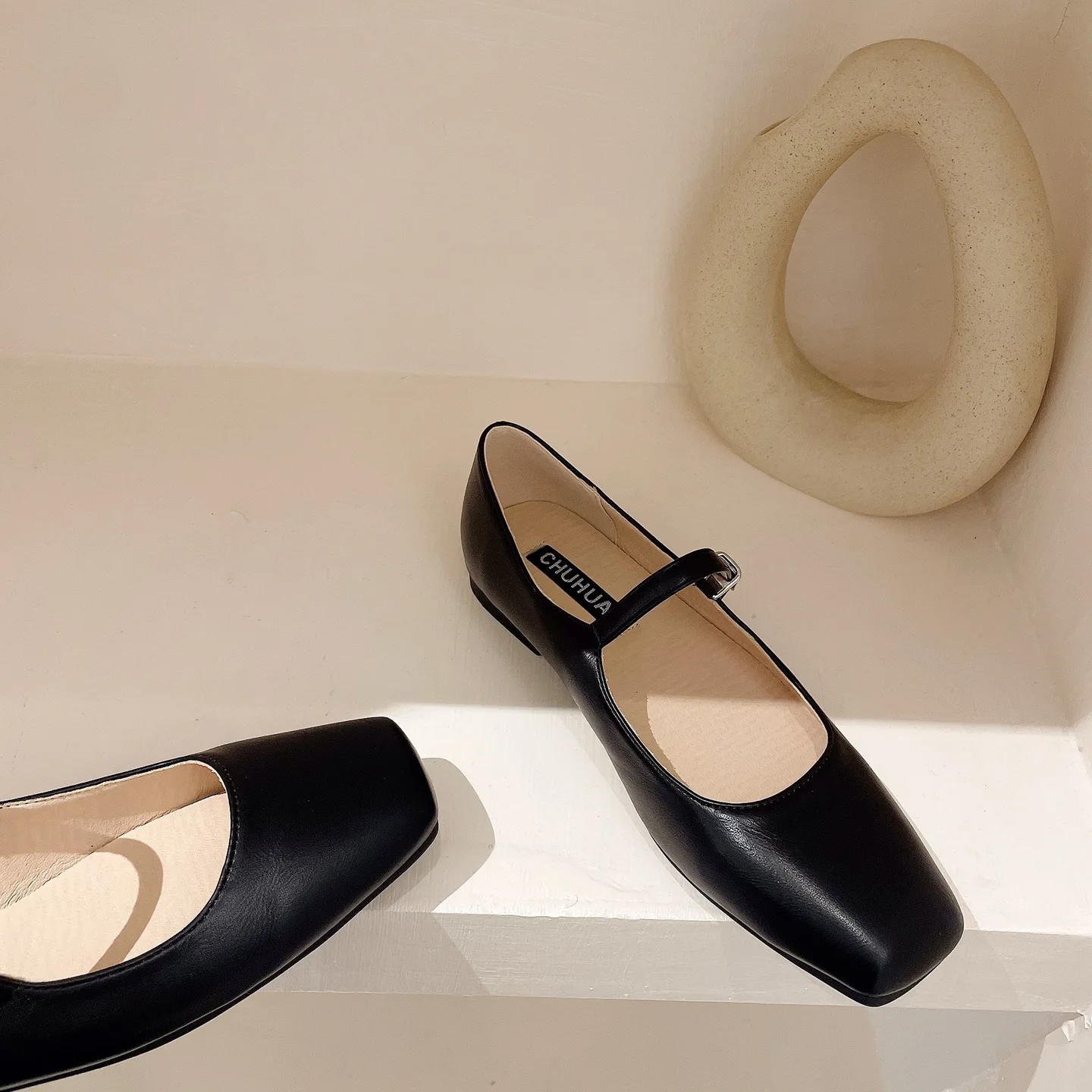 Square Toe Mary Jane Shoes Plus Size Women's Shoes 33-44 Summer Asaguchi Single Shoe Women's Commuter Ballet Flats