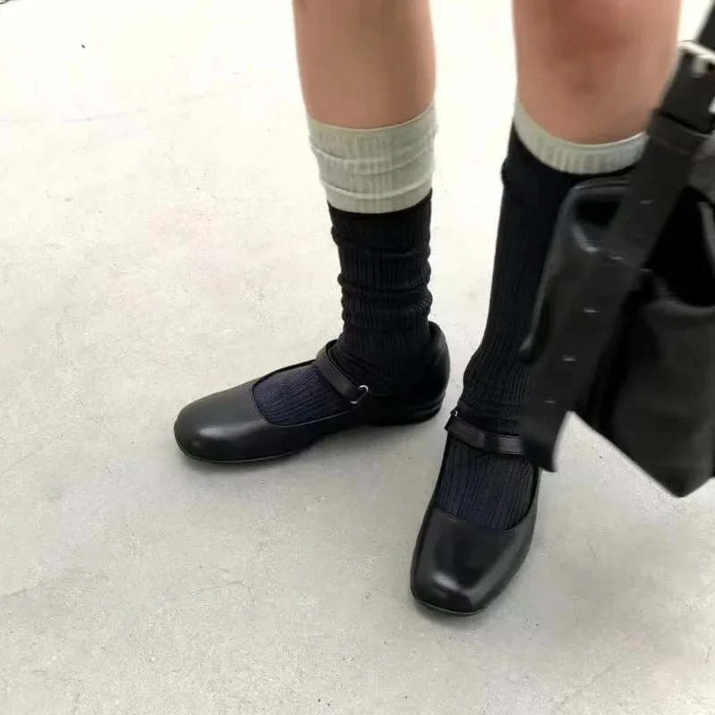 Square Toe Mary Jane Shoes Plus Size Women's Shoes 33-44 Summer Asaguchi Single Shoe Women's Commuter Ballet Flats