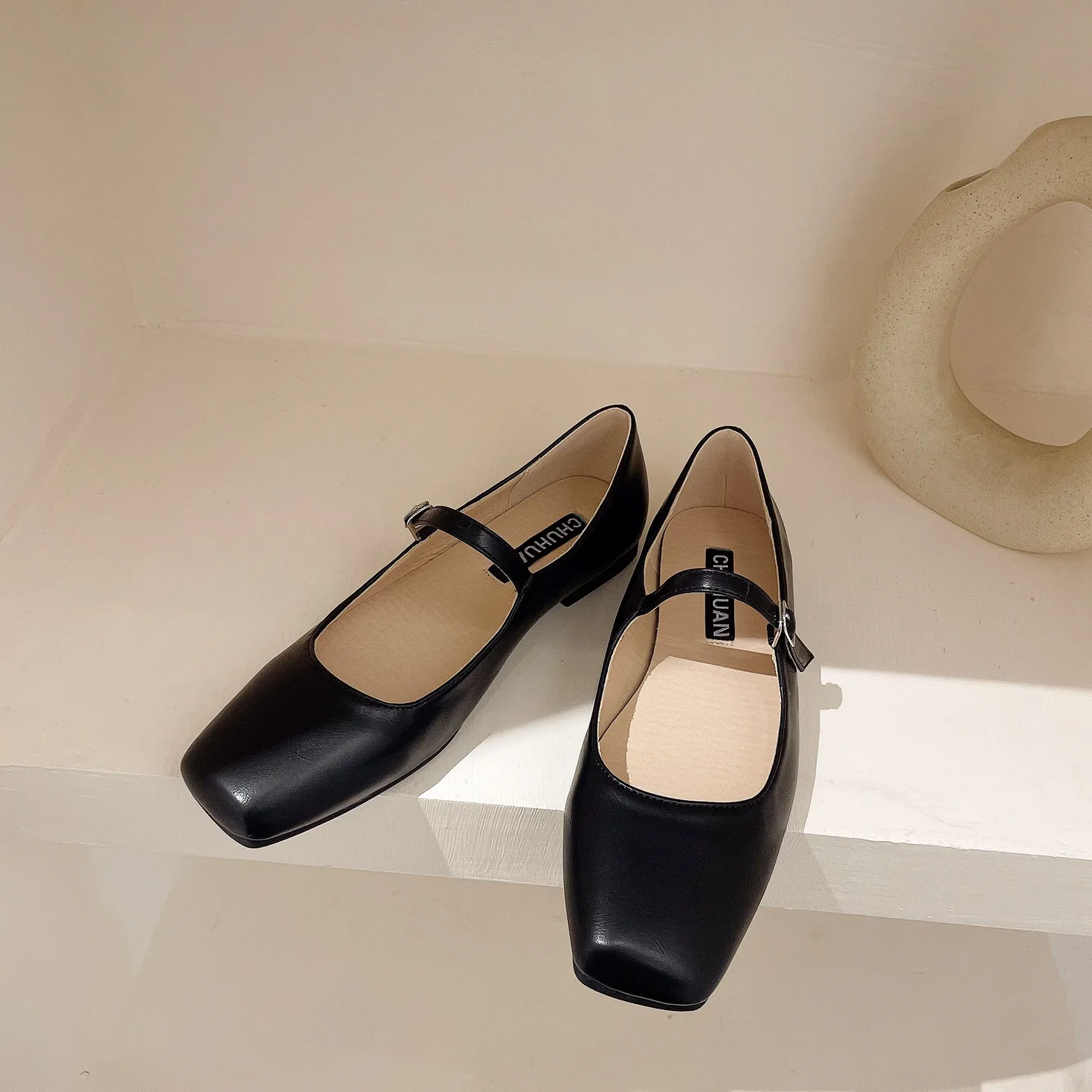 Square Toe Mary Jane Shoes Plus Size Women's Shoes 33-44 Summer Asaguchi Single Shoe Women's Commuter Ballet Flats