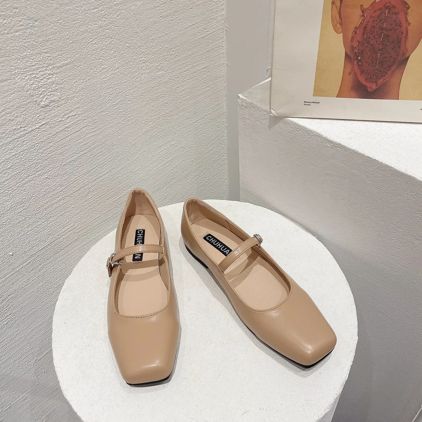 Square Toe Mary Jane Shoes Plus Size Women's Shoes 33-44 Summer Asaguchi Single Shoe Women's Commuter Ballet Flats