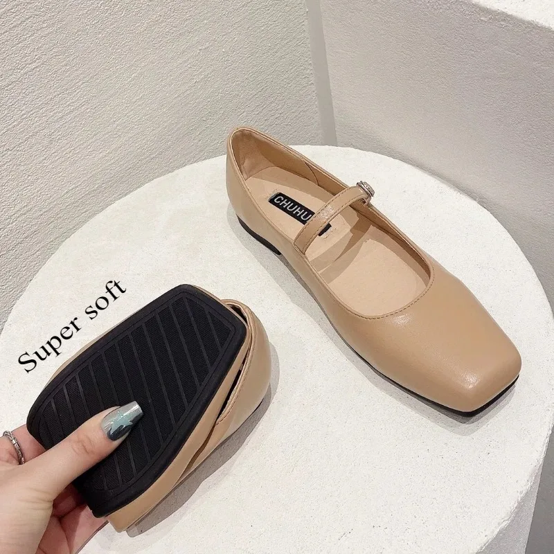 Square Toe Mary Jane Shoes Plus Size Women's Shoes 33-44 Summer Asaguchi Single Shoe Women's Commuter Ballet Flats