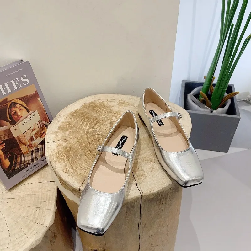 Square Toe Mary Jane Shoes Plus Size Women's Shoes 33-44 Summer Asaguchi Single Shoe Women's Commuter Ballet Flats