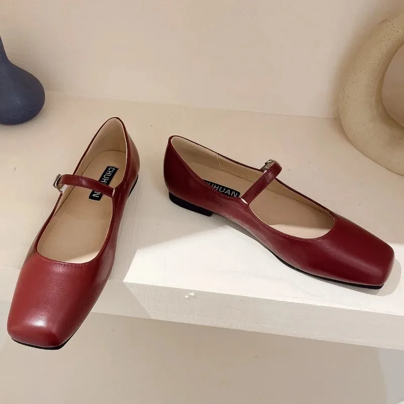 Square Toe Mary Jane Shoes Plus Size Women's Shoes 33-44 Summer Asaguchi Single Shoe Women's Commuter Ballet Flats