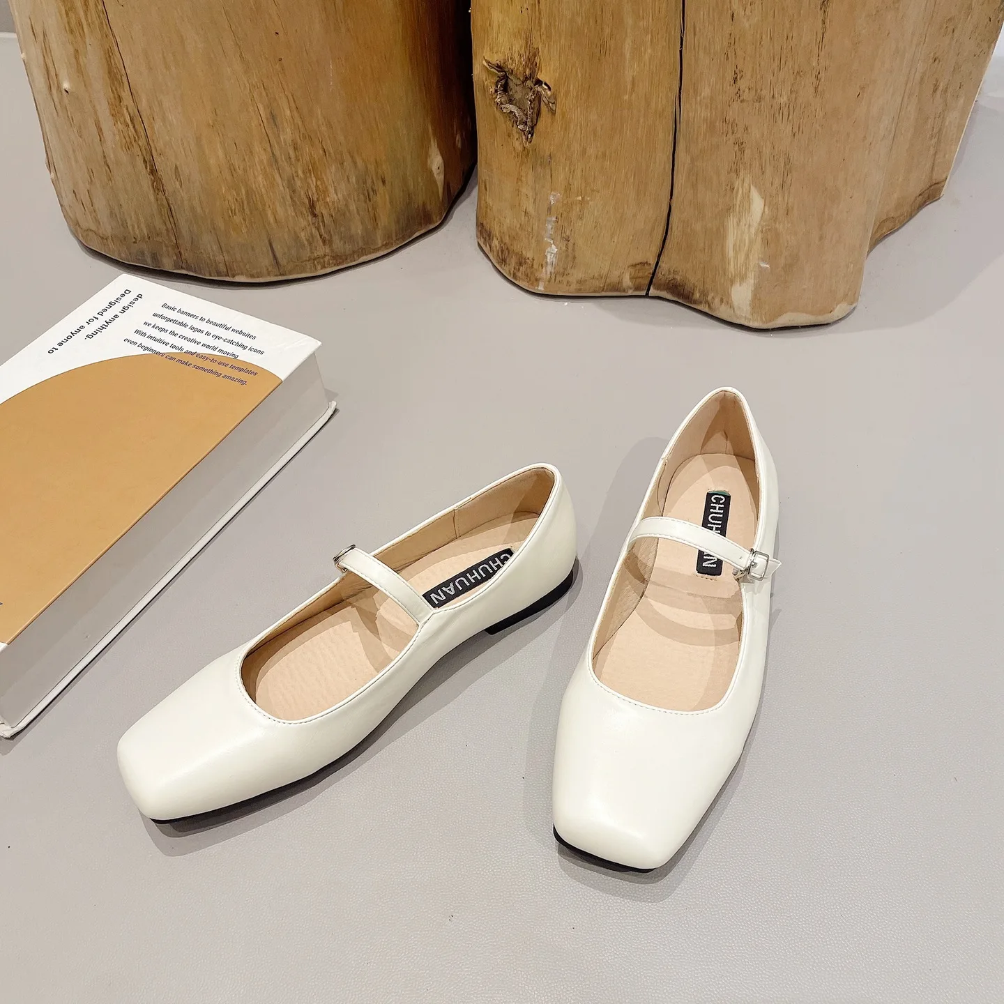 Square Toe Mary Jane Shoes Plus Size Women's Shoes 33-44 Summer Asaguchi Single Shoe Women's Commuter Ballet Flats