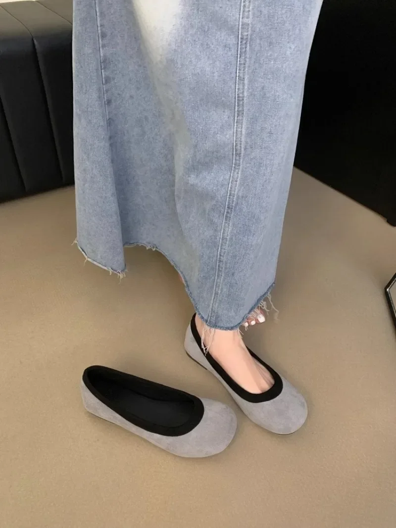 2025 Ladies Shoes Shallow Women's Flats Fashion Round Toe Casual Flat Shoes New Color Matching Flat Slip on Solid Zapatos
