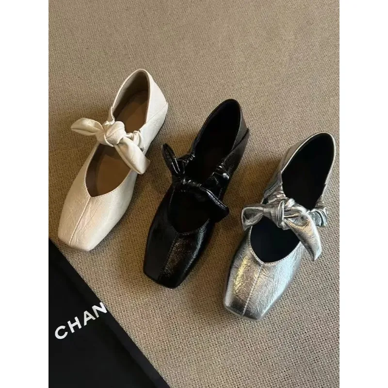 Mary Janes Ballet High Heels Shoes Women Square Toe Sandals 2025 Trend Loafers Summer Elegant Shallow Dress Zapatos De Mujer