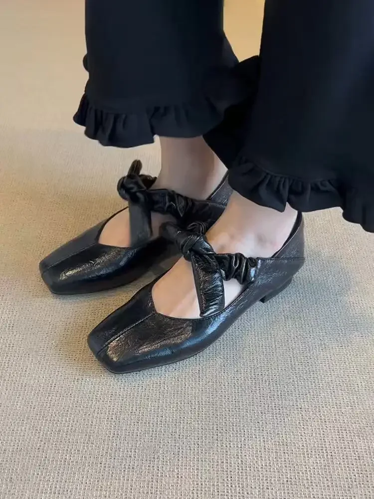 Mary Janes Ballet High Heels Shoes Women Square Toe Sandals 2025 Trend Loafers Summer Elegant Shallow Dress Zapatos De Mujer
