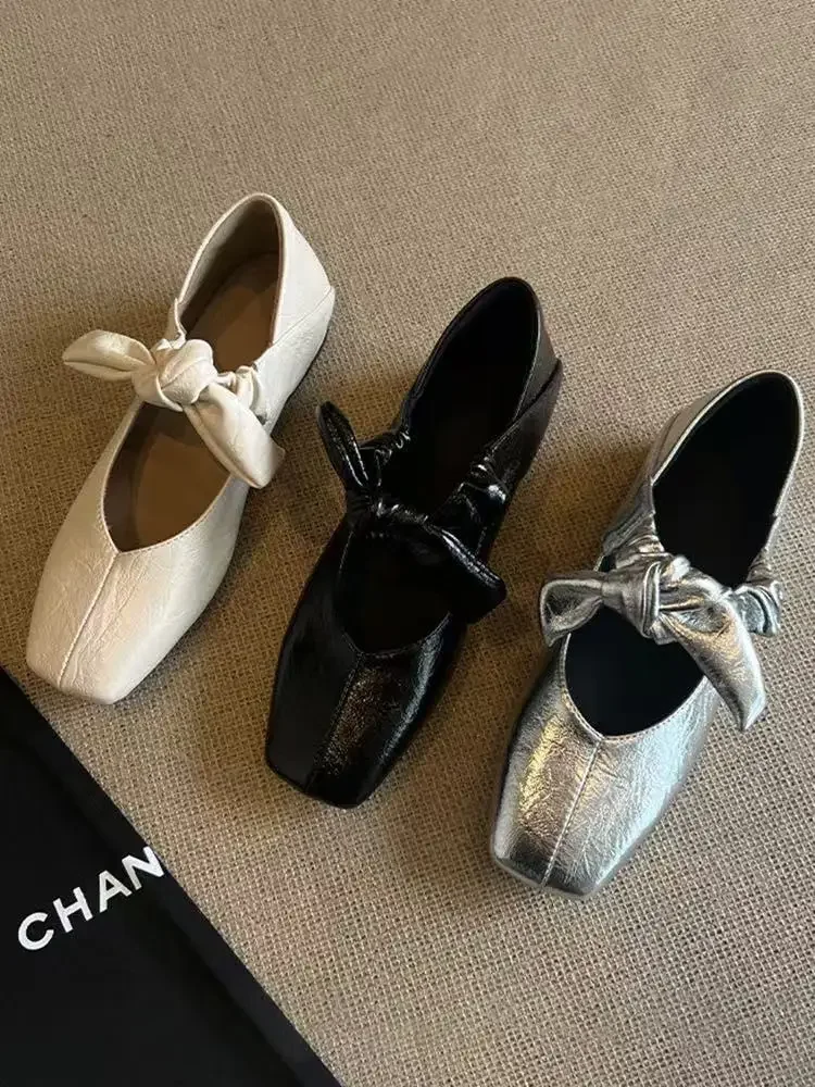 Mary Janes Ballet High Heels Shoes Women Square Toe Sandals 2025 Trend Loafers Summer Elegant Shallow Dress Zapatos De Mujer