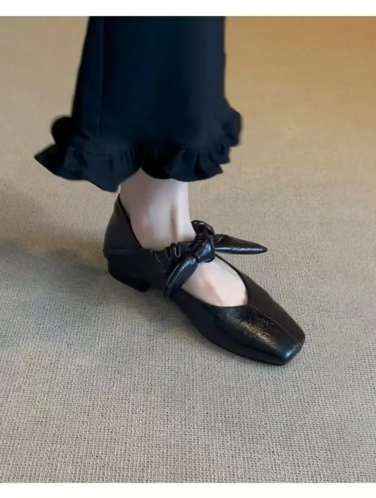 Mary Janes Ballet High Heels Shoes Women Square Toe Sandals 2025 Trend Loafers Summer Elegant Shallow Dress Zapatos De Mujer