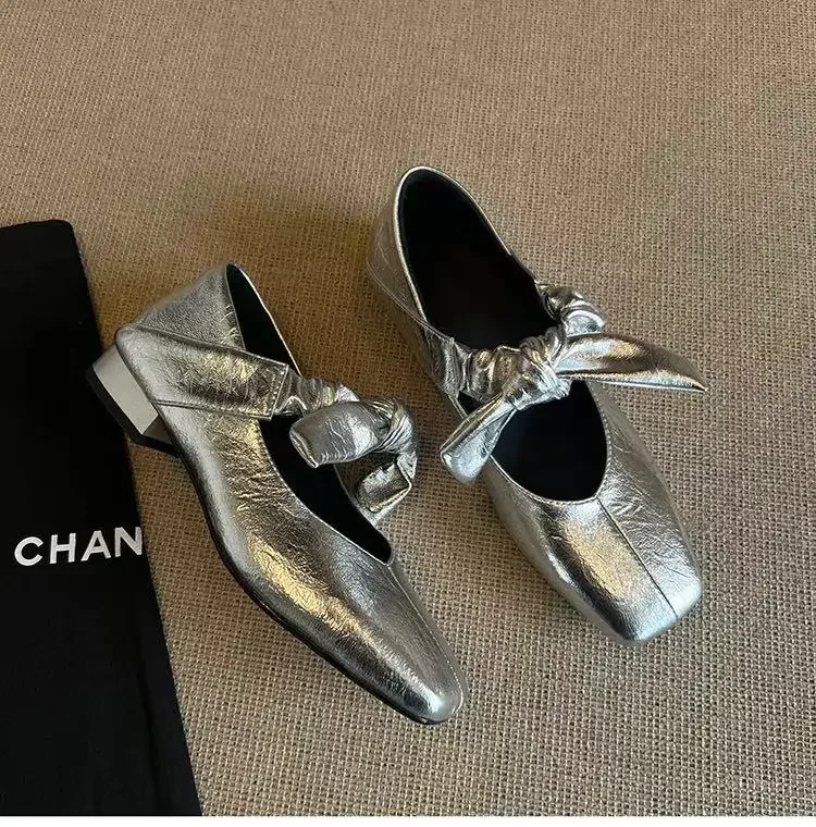 Mary Janes Ballet High Heels Shoes Women Square Toe Sandals 2025 Trend Loafers Summer Elegant Shallow Dress Zapatos De Mujer