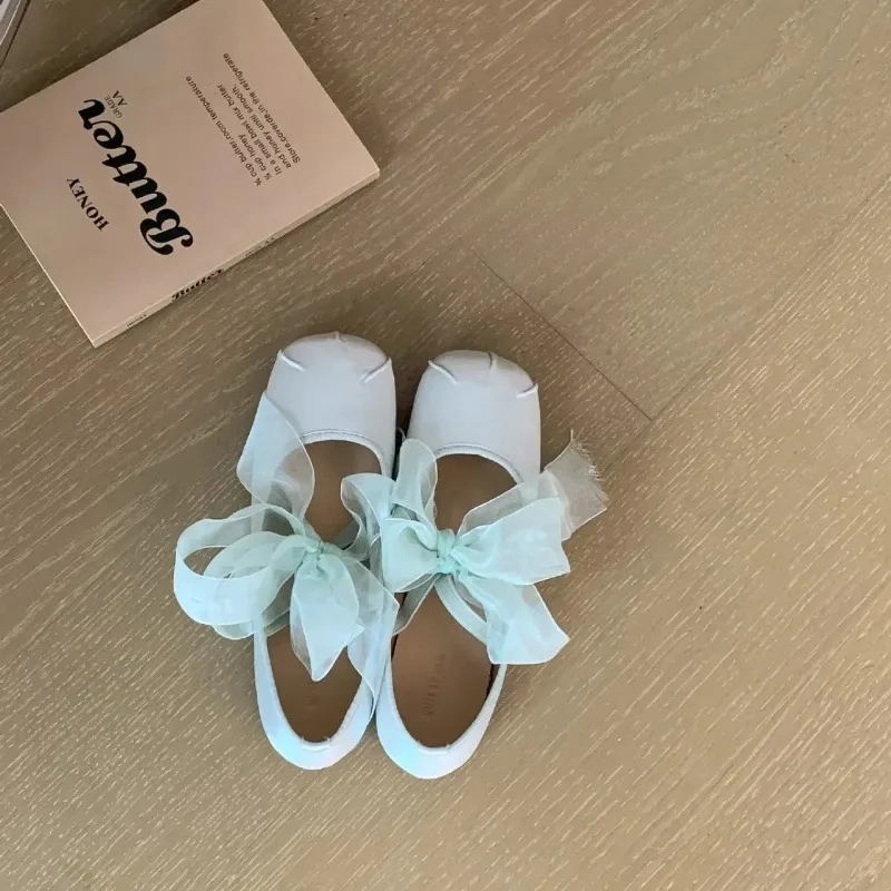 Retro Square Head Mary Jane Shoes Women's French Elegant Silk Lace Slip-On Chunky Heel Evening Shoes Summer Season Low Heel