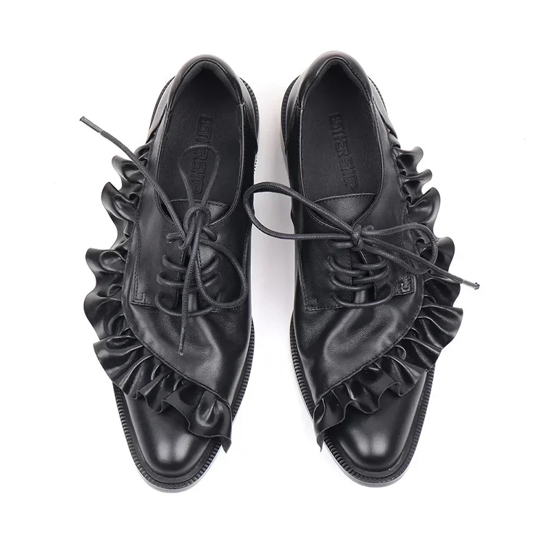 Spring Classic Women Shoes Lace Up Mid Heels Shoes Pointed Toe Chunky Pumps Designer Summer 2025 New Dress Mujer De Zapatillas