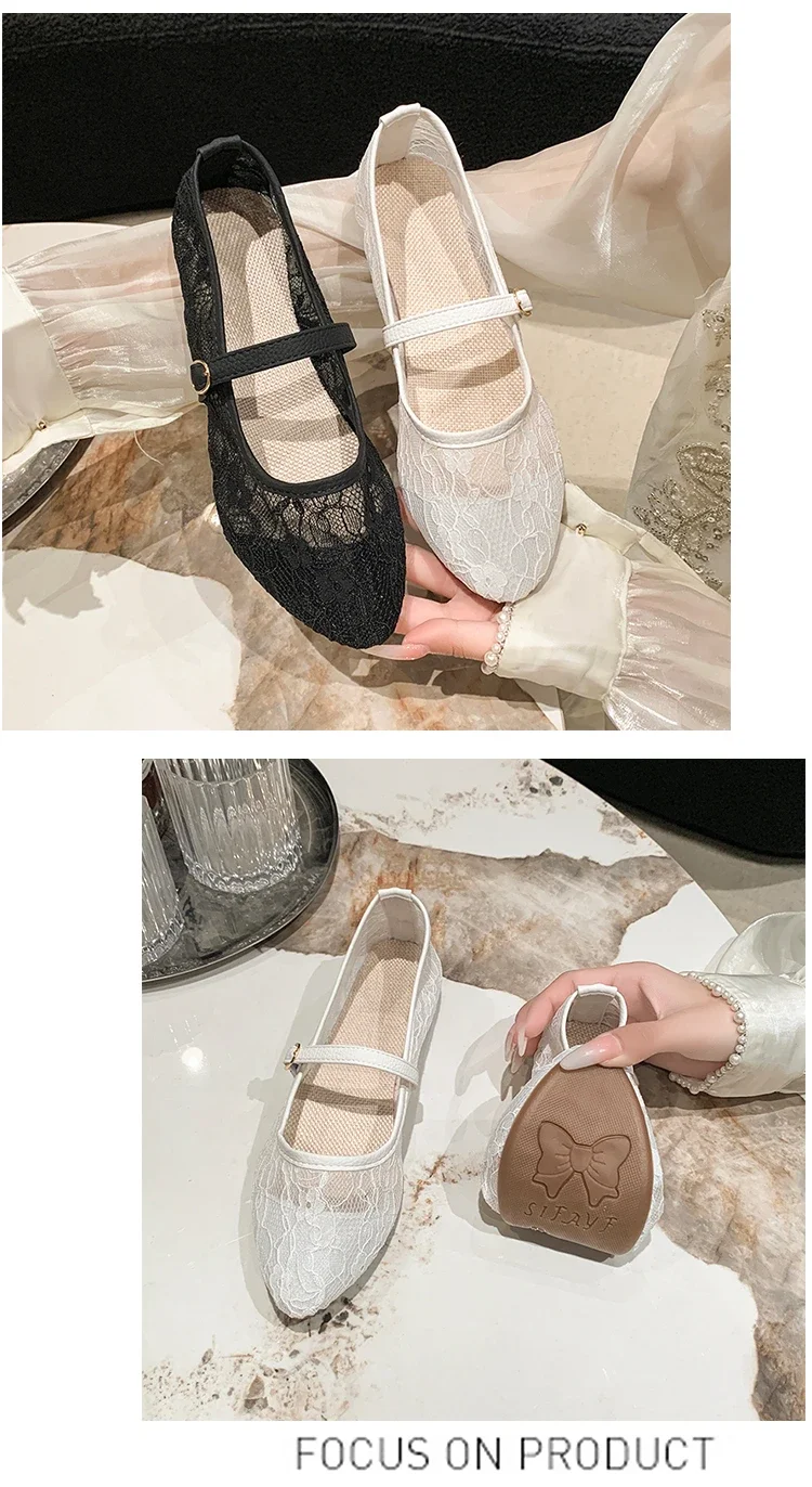 2024 New Women Flats Shoes Summer Ballet Flats Fashion Bow Women Shoes Slip on Sweet Hollow Flat Shoes Female Zapatos De Mujer