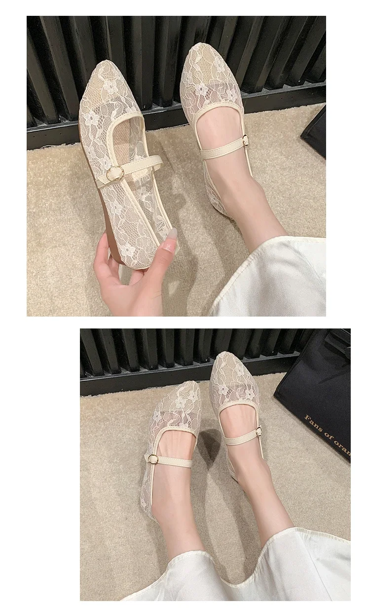 2024 New Women Flats Shoes Summer Ballet Flats Fashion Bow Women Shoes Slip on Sweet Hollow Flat Shoes Female Zapatos De Mujer