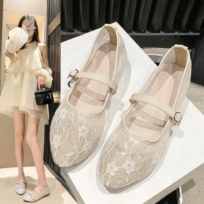 2024 New Women Flats Shoes Summer Ballet Flats Fashion Bow Women Shoes Slip on Sweet Hollow Flat Shoes Female Zapatos De Mujer