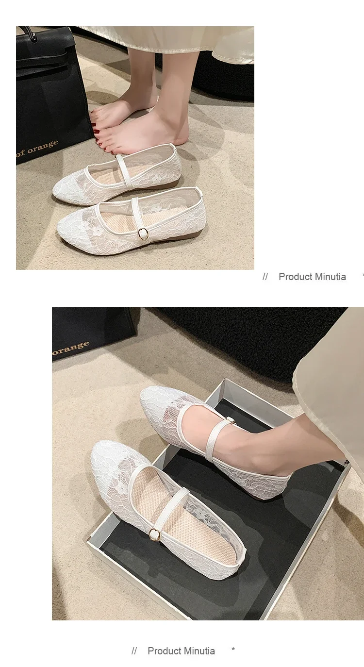 2024 New Women Flats Shoes Summer Ballet Flats Fashion Bow Women Shoes Slip on Sweet Hollow Flat Shoes Female Zapatos De Mujer
