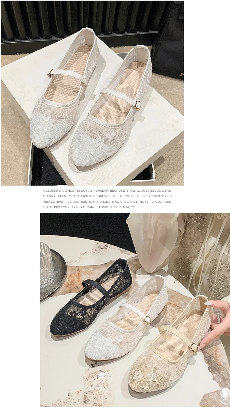 2024 New Women Flats Shoes Summer Ballet Flats Fashion Bow Women Shoes Slip on Sweet Hollow Flat Shoes Female Zapatos De Mujer